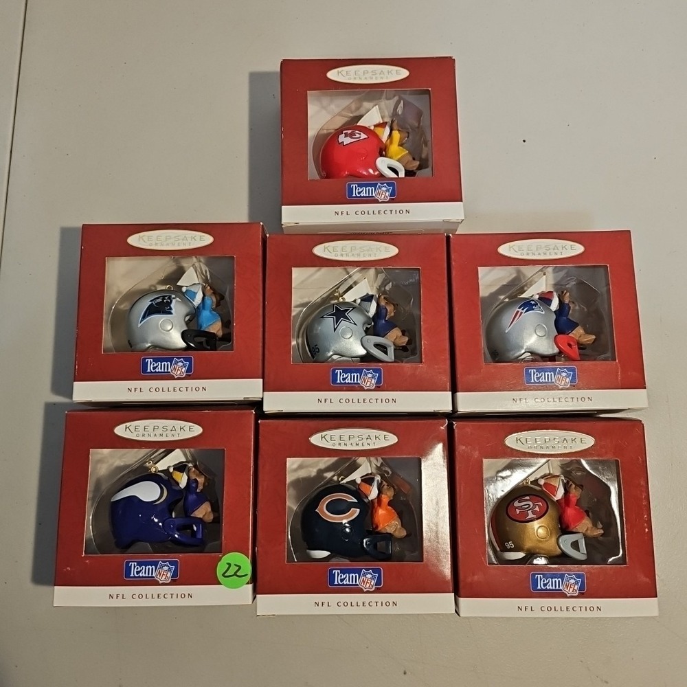 Hallmark Keepsake Football Helmet Ornament NFL Sports Lot of 7